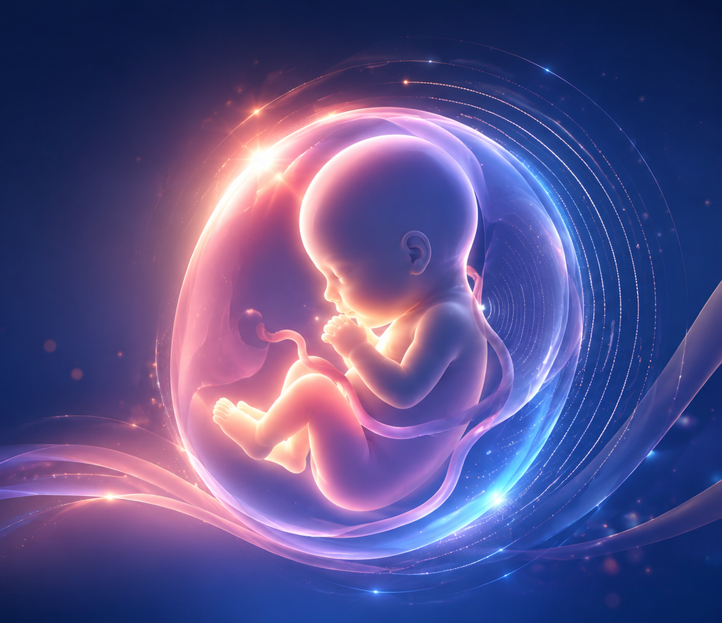 Ethereal baby ultrasound illustration
